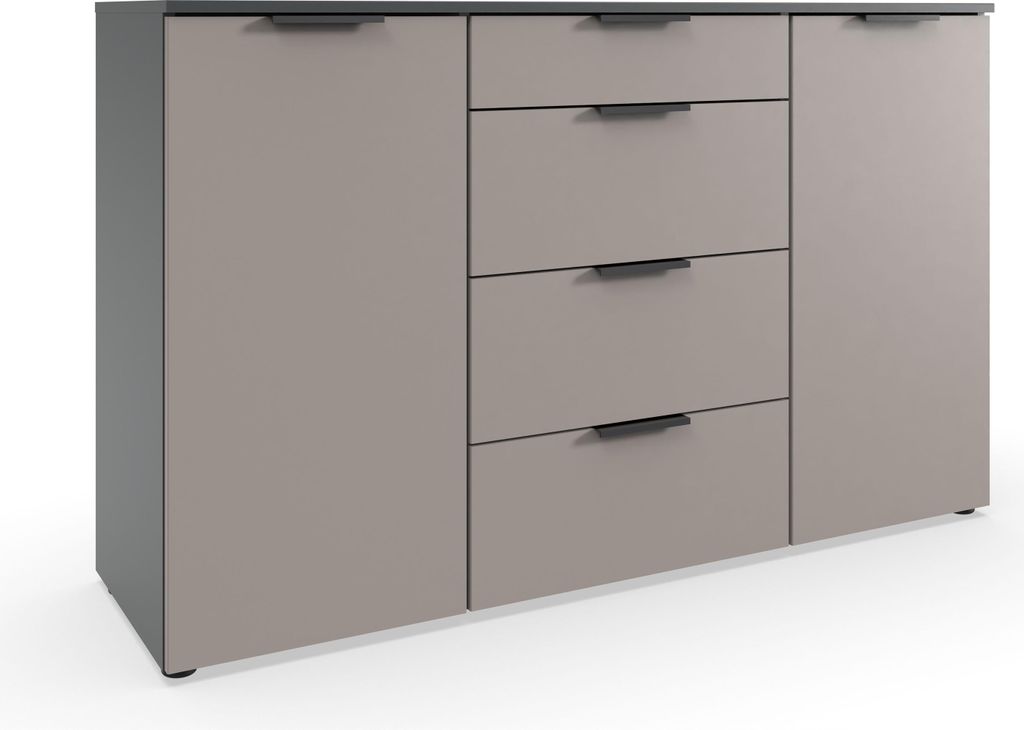 Sideboard >OXFORD< in Saharagrau, Korpus Graphit - 135x84x41cm (BxHxT)