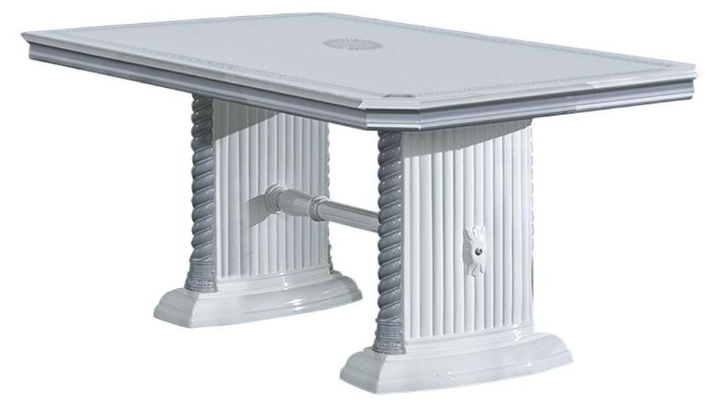 Barock Esstisch Venus Ausziehbar in Weiß/Silber Hochglanz 185 - 230 cm