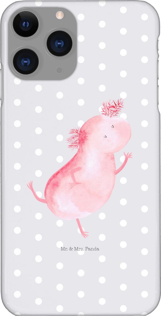 Mr. & Mrs. Panda Iphone 11 Pro Handyhülle Axolotl Tanzen - Grau Pastell - Geschenk, Verrückt, Freundin, gut Gelaunt, Freudig, Handy Case, Premium...