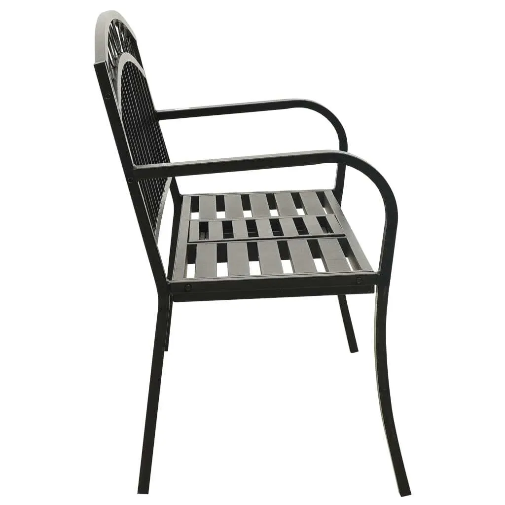 Banc d'extérieur 120 cm noir acier avec table centrale - Style Moderne