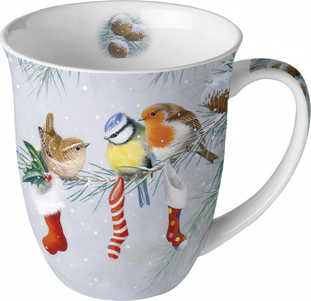 Tasse aus Porzellan Christmas Socks - Vögel und Produktbild 