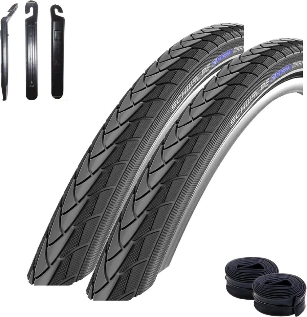 maxxi4you 2 x Schwalbe Marathon PLUS Performance SmartGuard E-50 Fahrradreifen Fahrradmantel Drahtreifen schwarz 47-406 (20 x 175) + 2 x Schläuche...