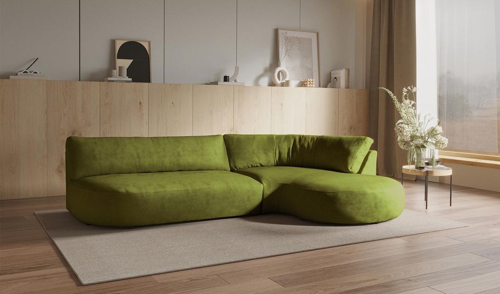 Minimalistische rechtsseitige Eckcouch Ace mit abgerundeter Form-Velluto 9