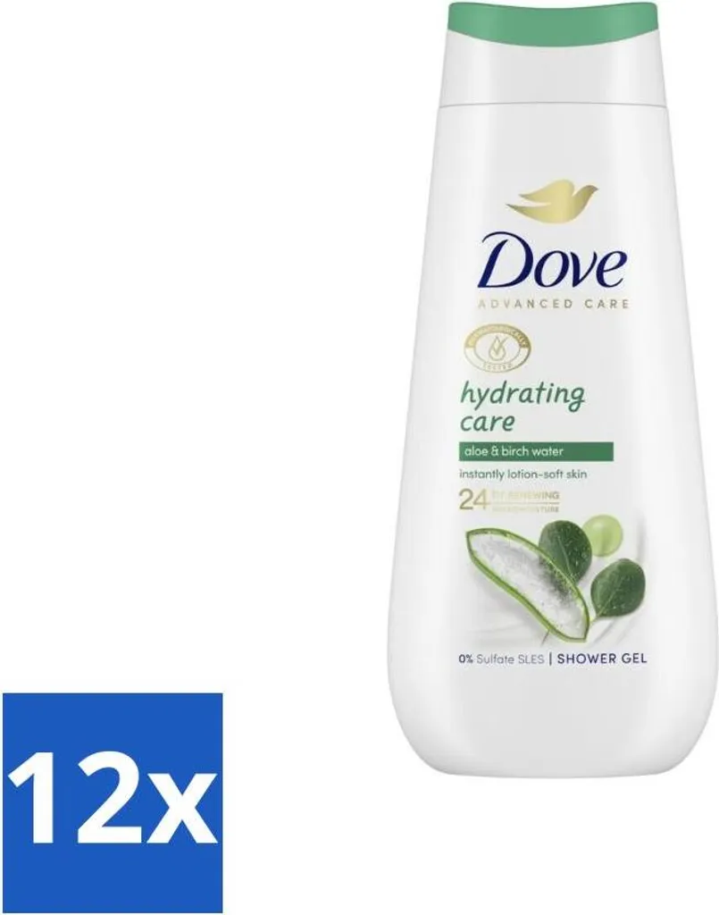 Dove crème de douche aloe vera haute hydratation pack de 12 flacons