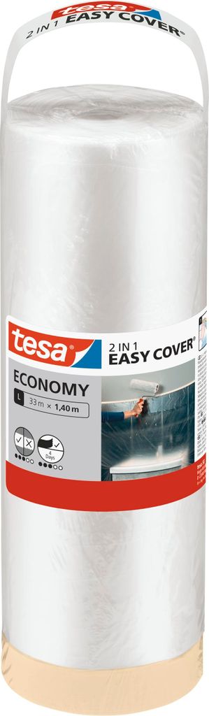 tesa Nachfüllrolle für Easy Cover 2in1 Malerband&Abdeckfolie Economy L 33m:1,4m