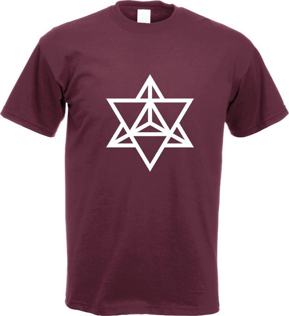 Kiwistar - T-Shirt - Burgund - Merkaba Motiv Bedruckt Funshirt Design Print - mit Motiv Bedruckt - Funshirt Design - Sport - Freizeit - Herren - XXL
