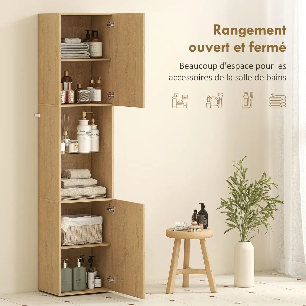 Meuble haut salle de bain bois 6 étages pour optimiser les petits espaces - 6