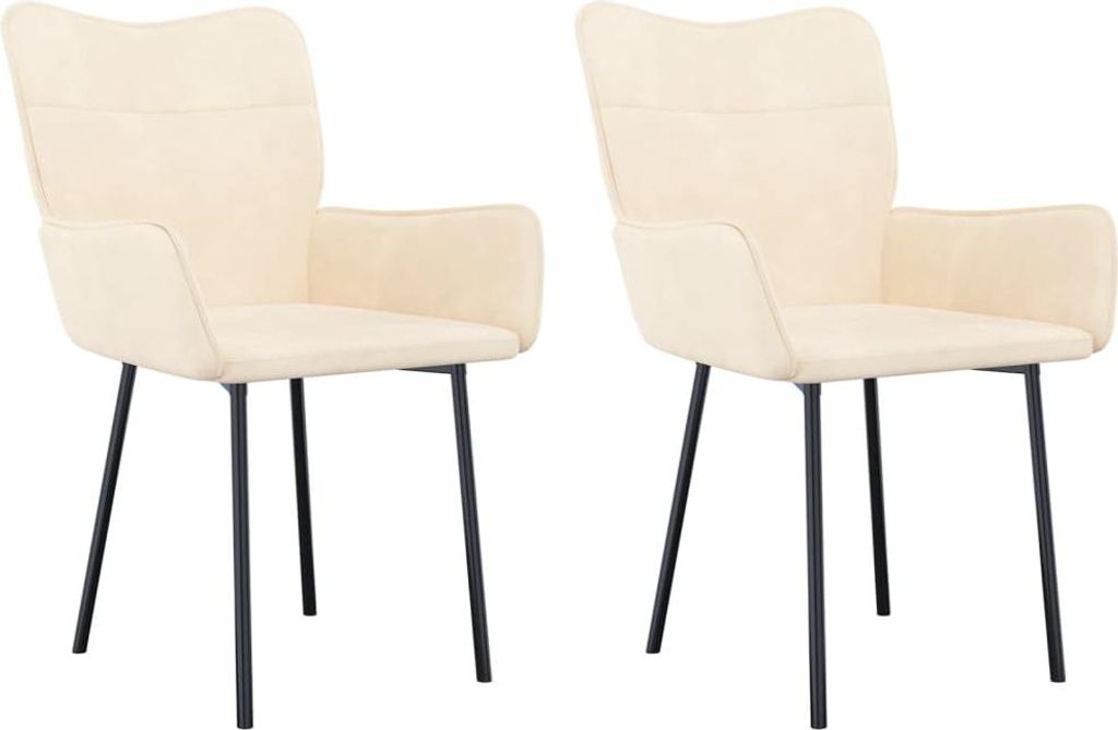 vidaXL Esszimmerstühle 2 Stk. Creme Samt Produktbild 
