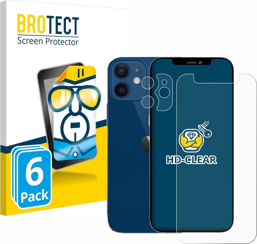 6x Für Apple iPhone 12 mini (Display+Kamera) Schutzfolie BROTECT Displayschutz Display Schutz Folie Klar Transparent