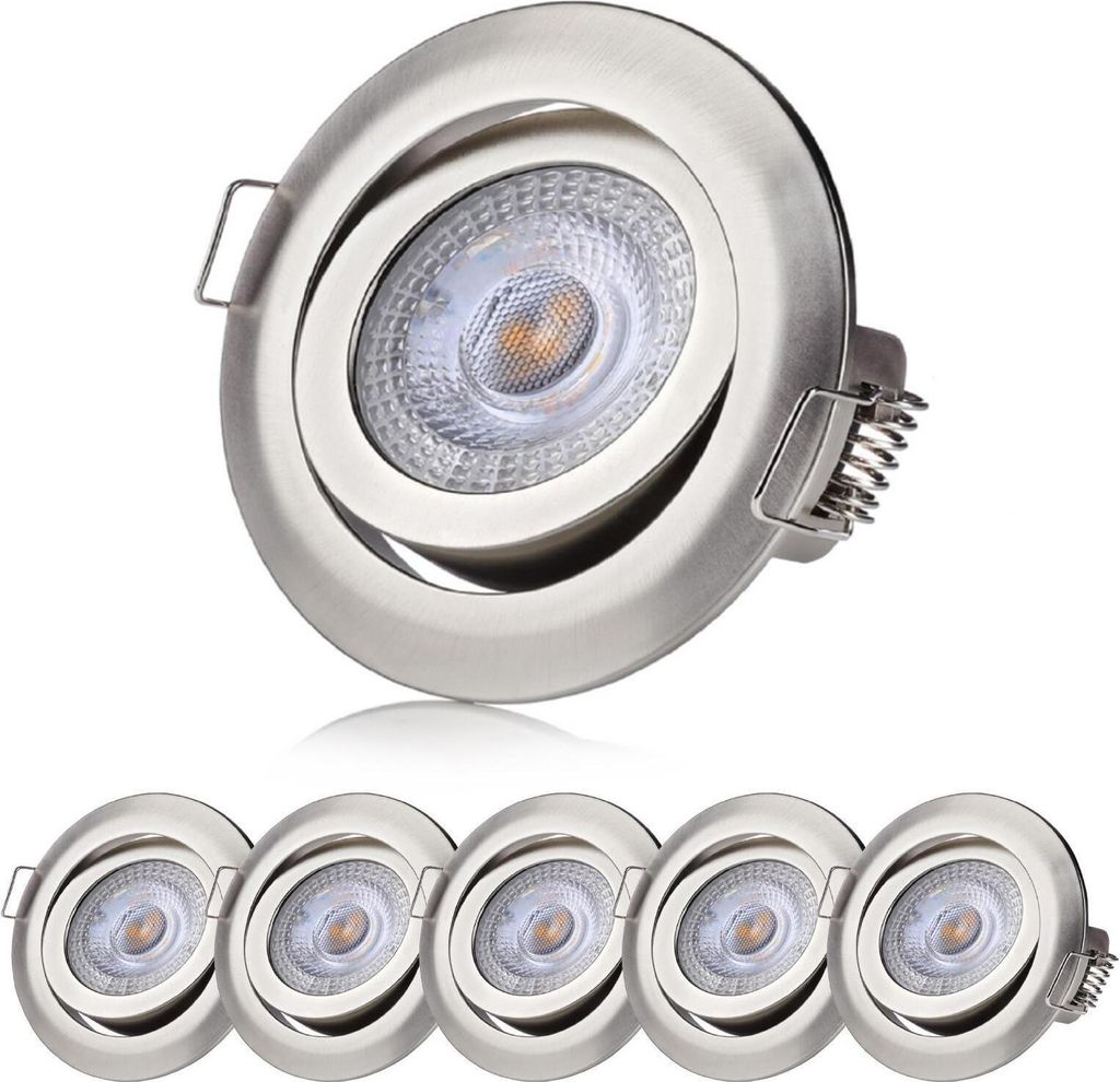 LED Einbaustrahler 6er Pack 3 Step Dimmbar Flach Chrom 5W warmweiß
