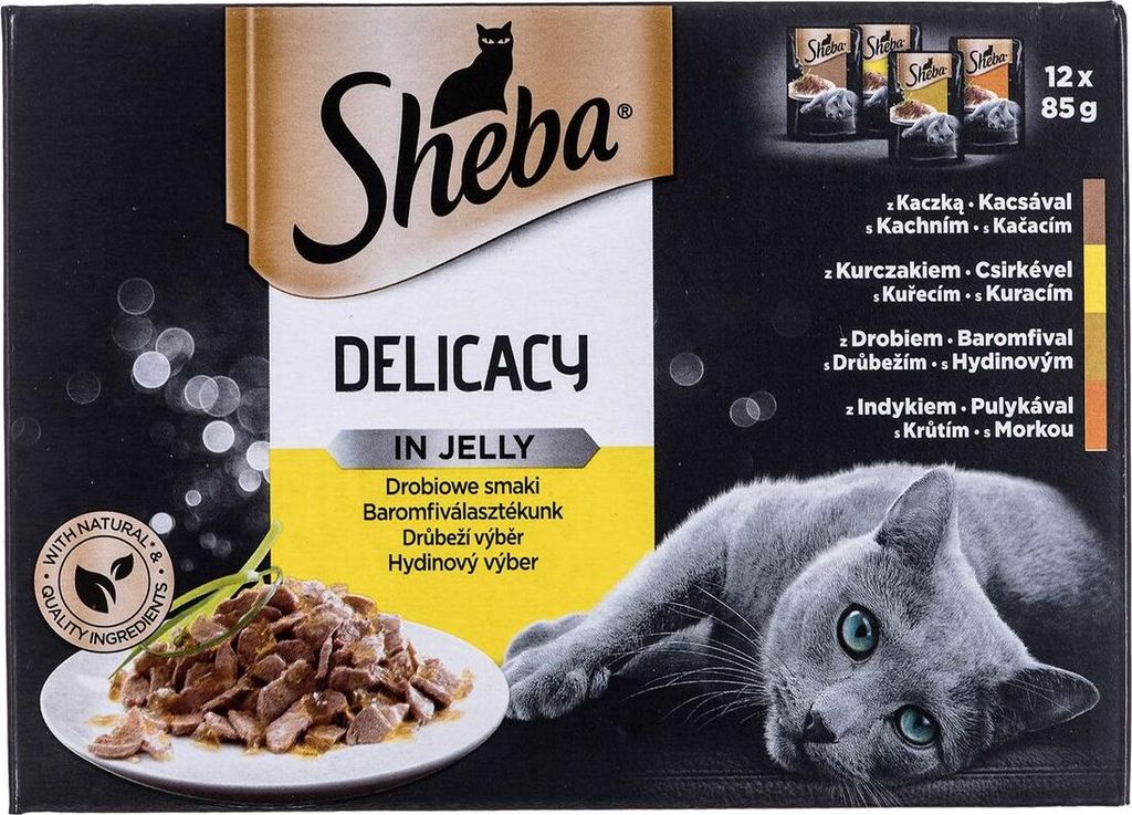 Comida para gato Sheba Delikatesse in Gelee Huhn Pavo Aves 100 g