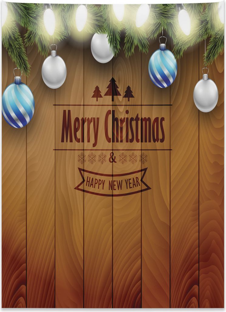 Abakuhaus Weihnachten Wandteppich, Fee auf Holz Kiefer aus Weiches Mikrofaser Stoff Kein Verblassen Klare Farben Waschbar, 110 x 150 cm, Braun