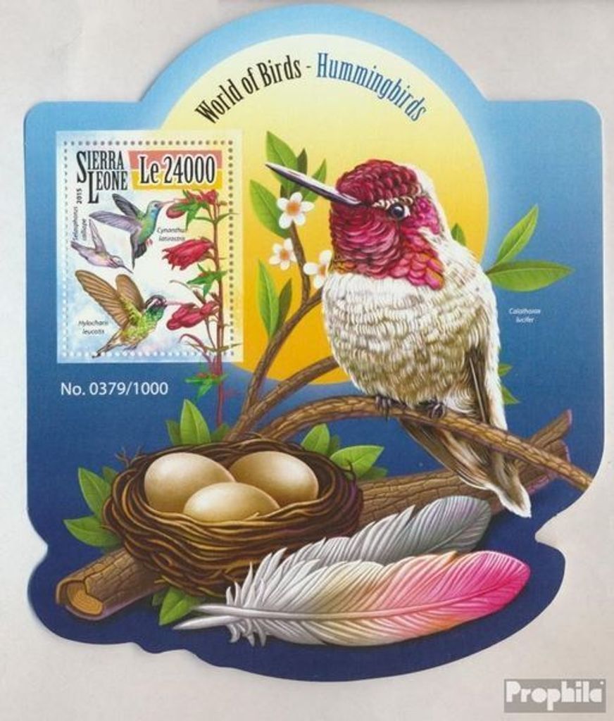 Briefmarken Sierra Leone 2015 Mi Block 835 (kompl. Ausg.) postfrisch Kolibri