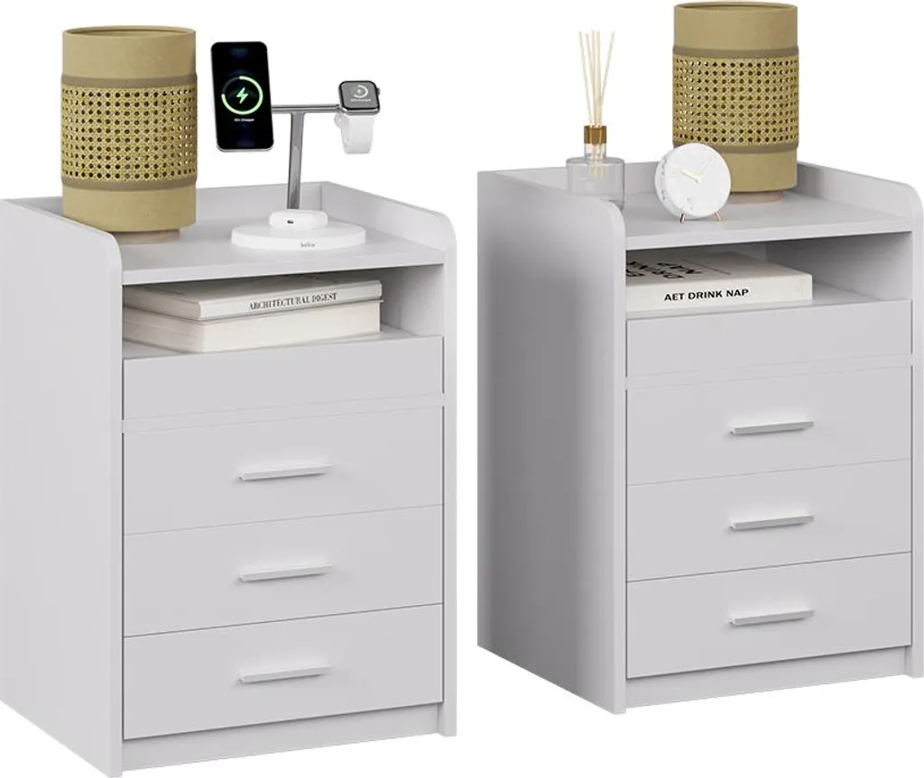Table de Nuit pour Chambre Parentale Vicco Edis 57746 Blanche Lot de 2 Unités - 5