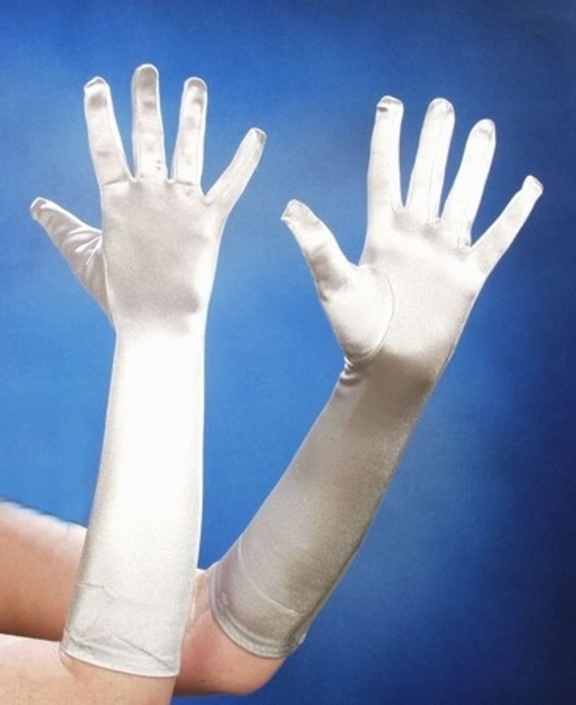 Satin-Handschuhe 40 cm lang silber Kostüm-Zubehör Produktbild 