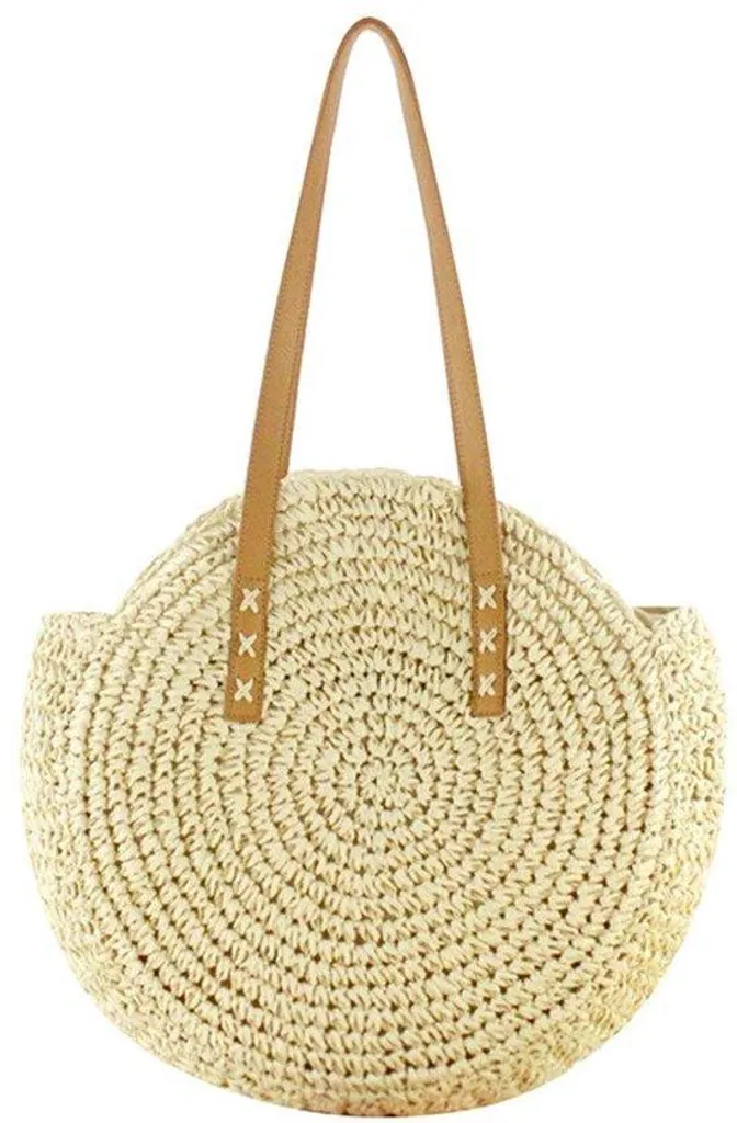 Cabas de plage en paille tressée femme - Sac fourre-tout pour le voyage