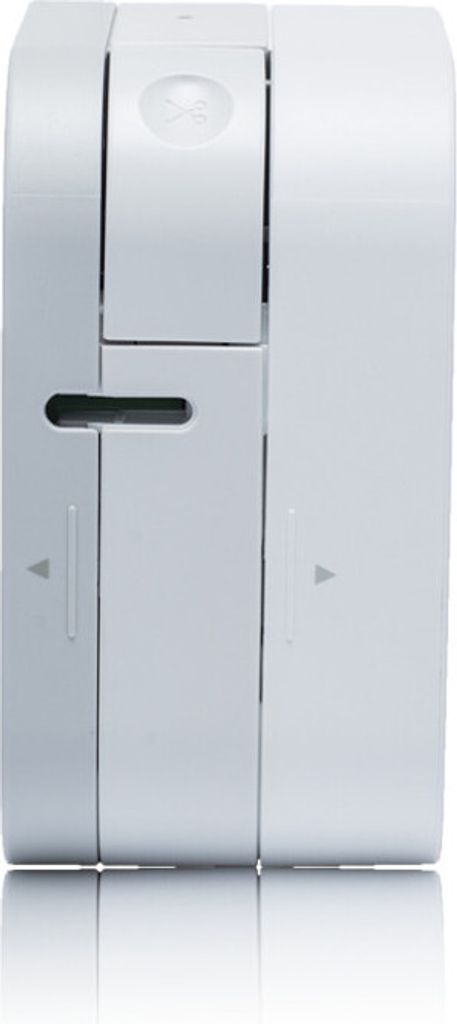 A white Brother P-touch P300BT Cube Bluetooth labeling device is shown from the side against a white background.