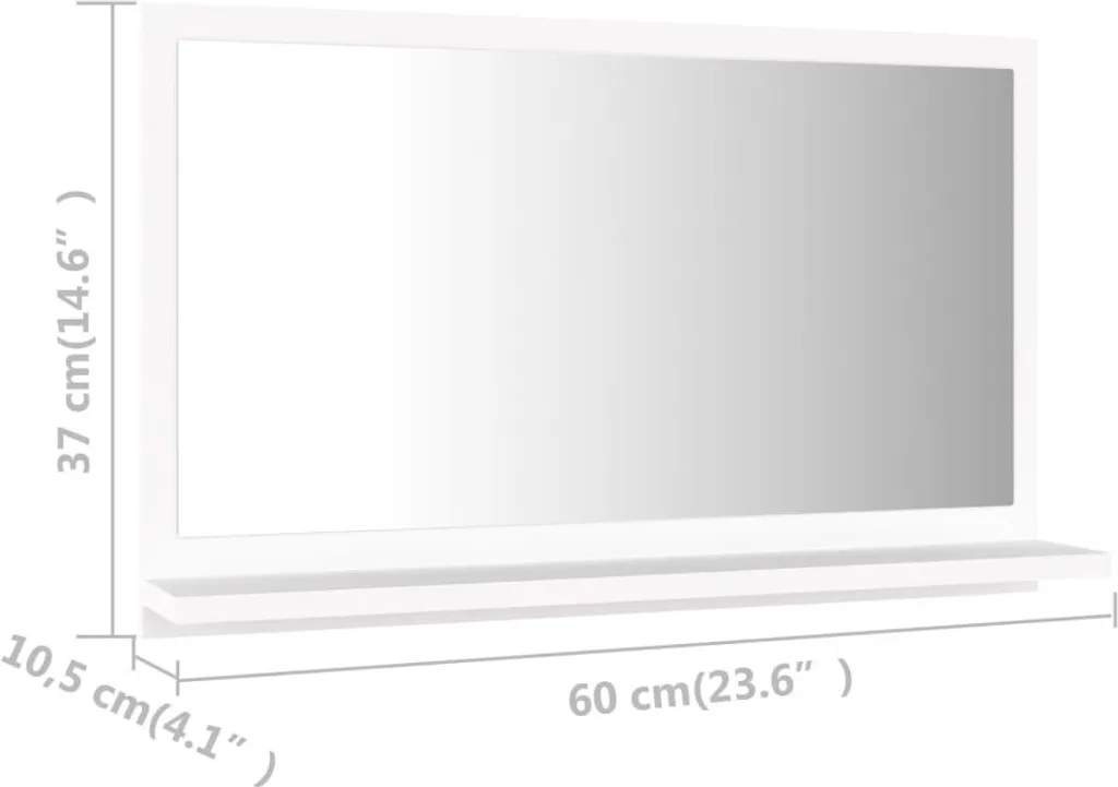 Specchiera con Mensola SYFAX™ Bianco 60x37cm Legno Multistrato - 6