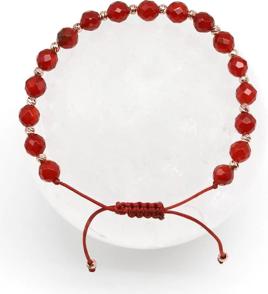 Bijou artisanal : Bracelet perles d'agate 6mm et cordon macramé noir