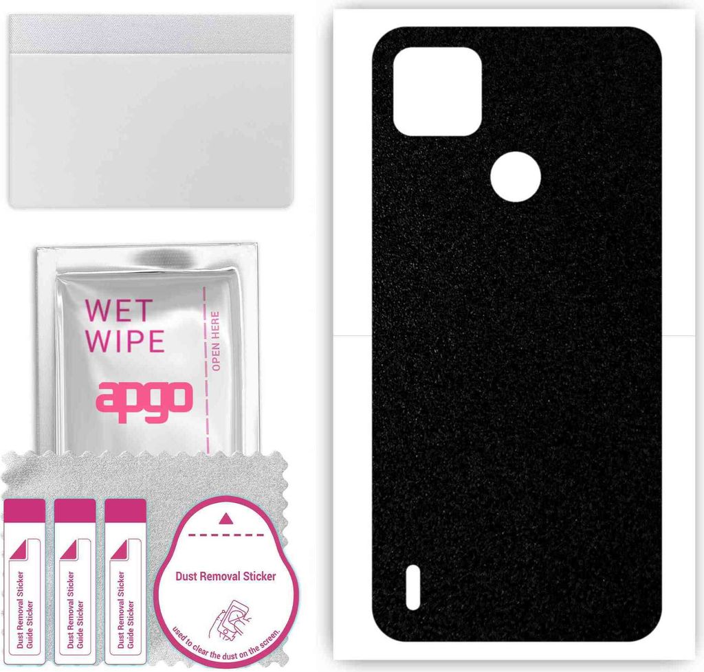 apgo Rückseite Schutzfolie, Skin, kompatibel mit Tecno Pop 4 LTE, Hinten Displayschutzfolie aus Vinylfolie, kratzfest, einfache Montage - Mattschwarz