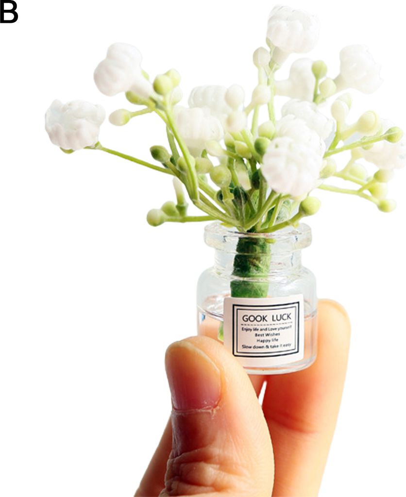 1: 6 1: 8 Skala Jasmine Dollhouse Miniatur Handgefertigte Handgemachte leicht übereinstimmende Dollhouse Blume Vase Set Modelldekor für Mikroland...