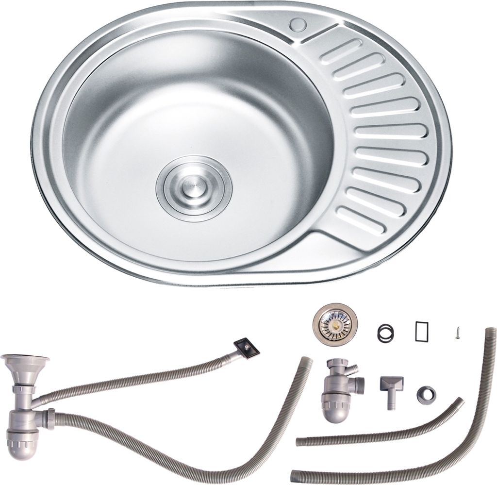 Lavello da incasso in acciaio inox 57x45 cm, vasca rotonda Immagine del prodotto 