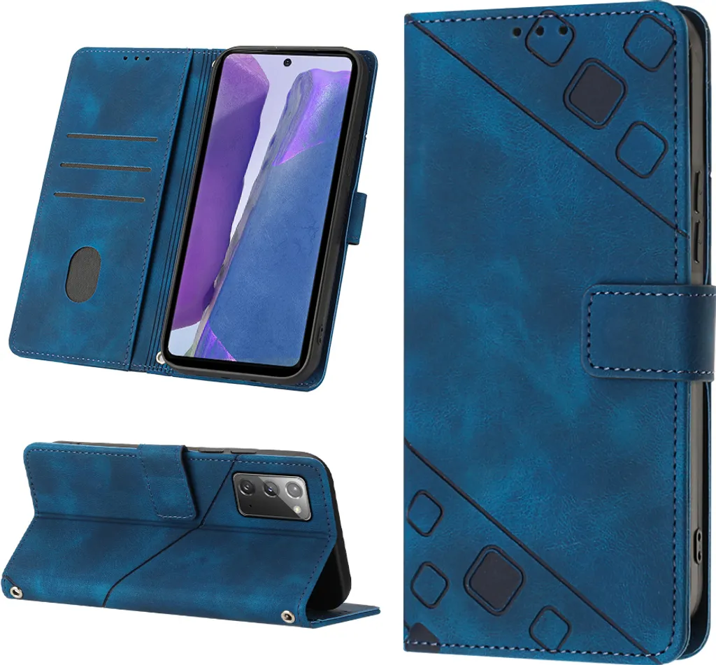 Cover Portafoglio Note 20 Blu Pelle Rilievo Funzione Stand