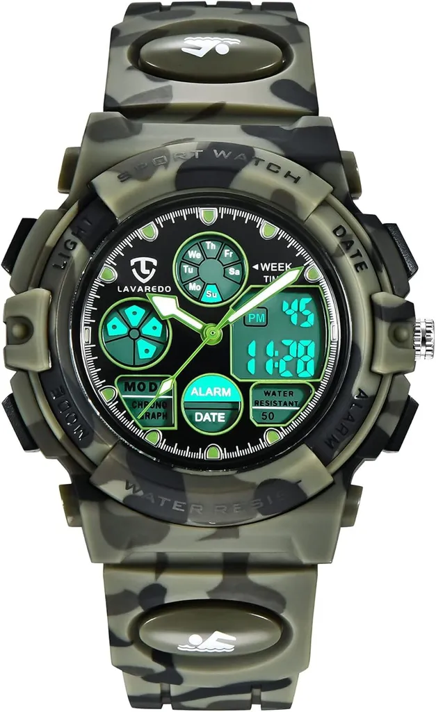 Orologio digitale bambini ragazze ragazzi con sveglia, cronometro, luce LED, data sport da polso con cinturino in silicone