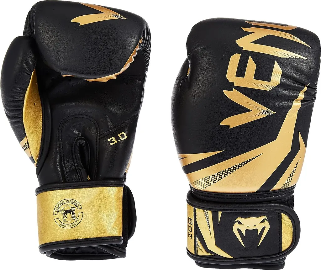 Gants de boxe Venum Challenger 3.0 en cuir noir pour entraînement