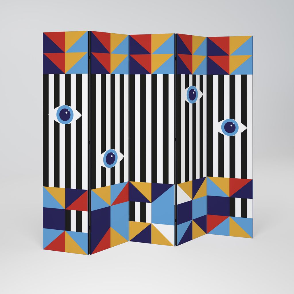SpaceRebels Paravent Raumteiler - 5-teilig Raumtrenner, Druck 1-Seite - Raumtrenner - Trennwand Wohnung - Room Divider - Spanische Wand Deko Modern...