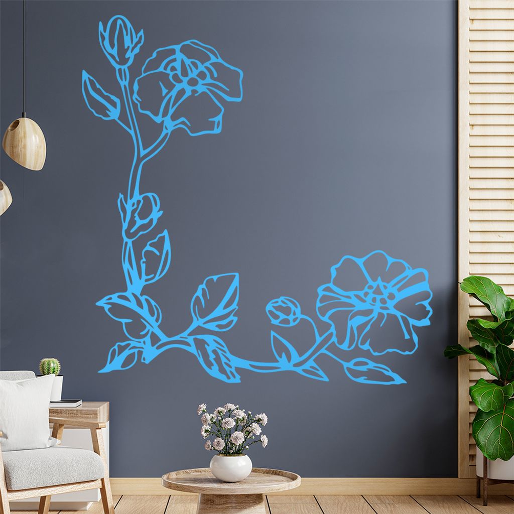Blumen - Ranken Wandtattoo in 6 Größen - Wandaufkleber Wall Sticker - Dekoration, Küche, Wohnzimmer, Schlafzimmer, Badezimmer