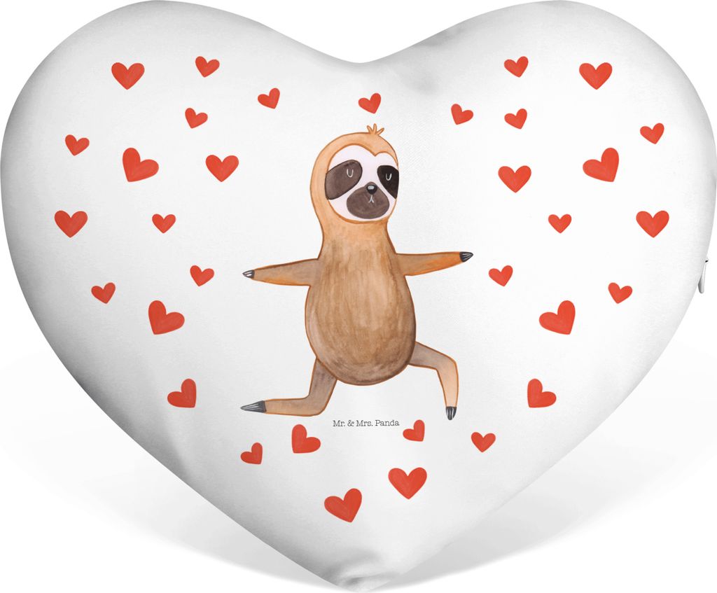 Mr. & Mrs. Panda Sofakissen Faultier Yoga - Weiß - Geschenk, Gelassenheit, Yogaübungen, Dekokissen, Ich liebe dich Kissen, Faultiere, Liebeskisse...