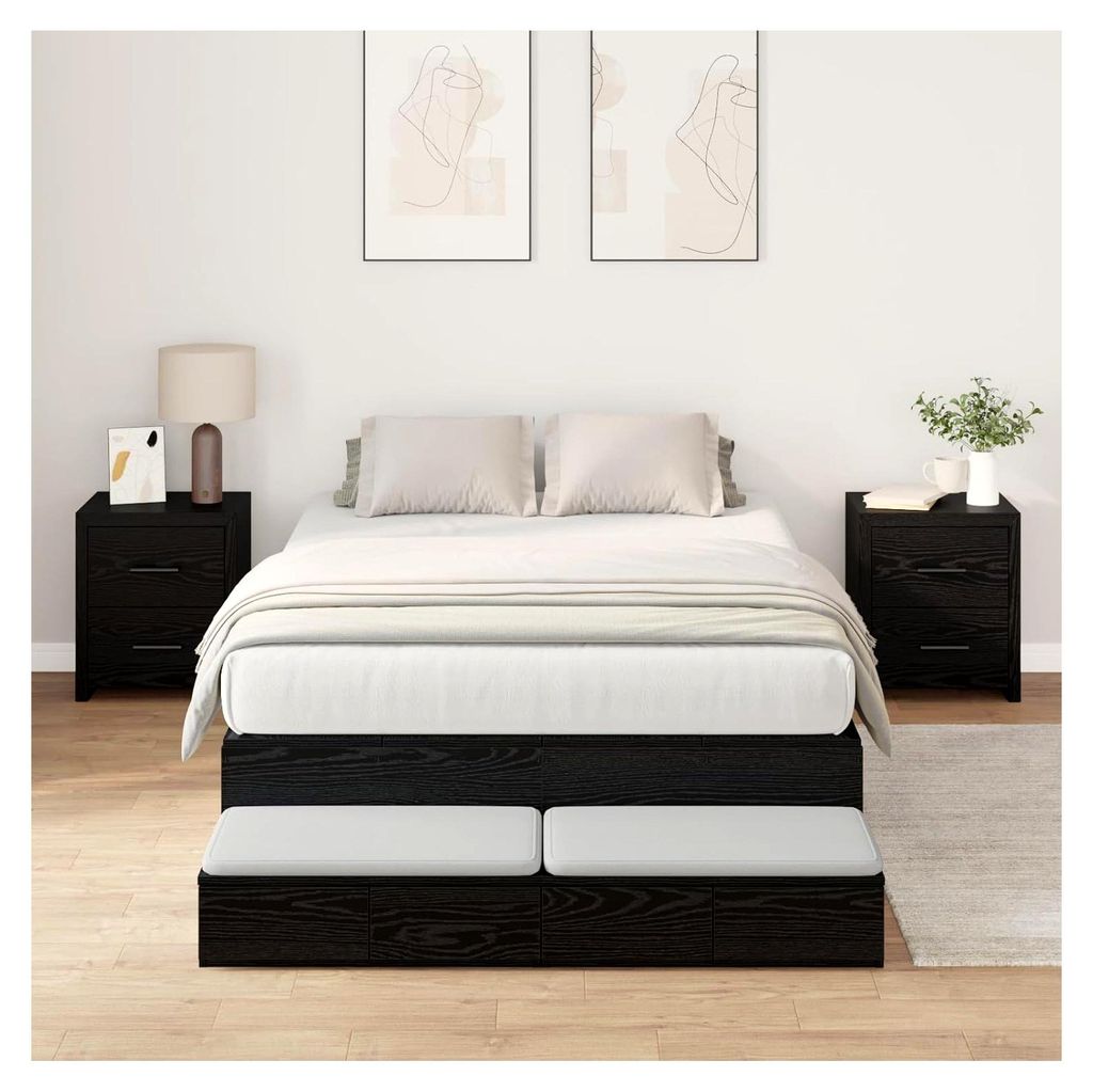 Bettgestell schwarz Eiche 120x200 cm