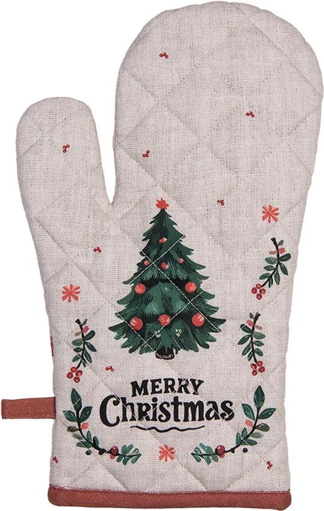 Clayre & Eef Ofenhandschuh 18x30 cm Beige Baumwolle Produktbild 