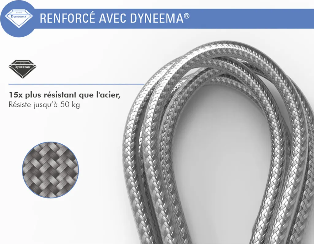 Câble USB-C PD60W UltraRenforce 2m Gris Recyclé avec Certification MFi