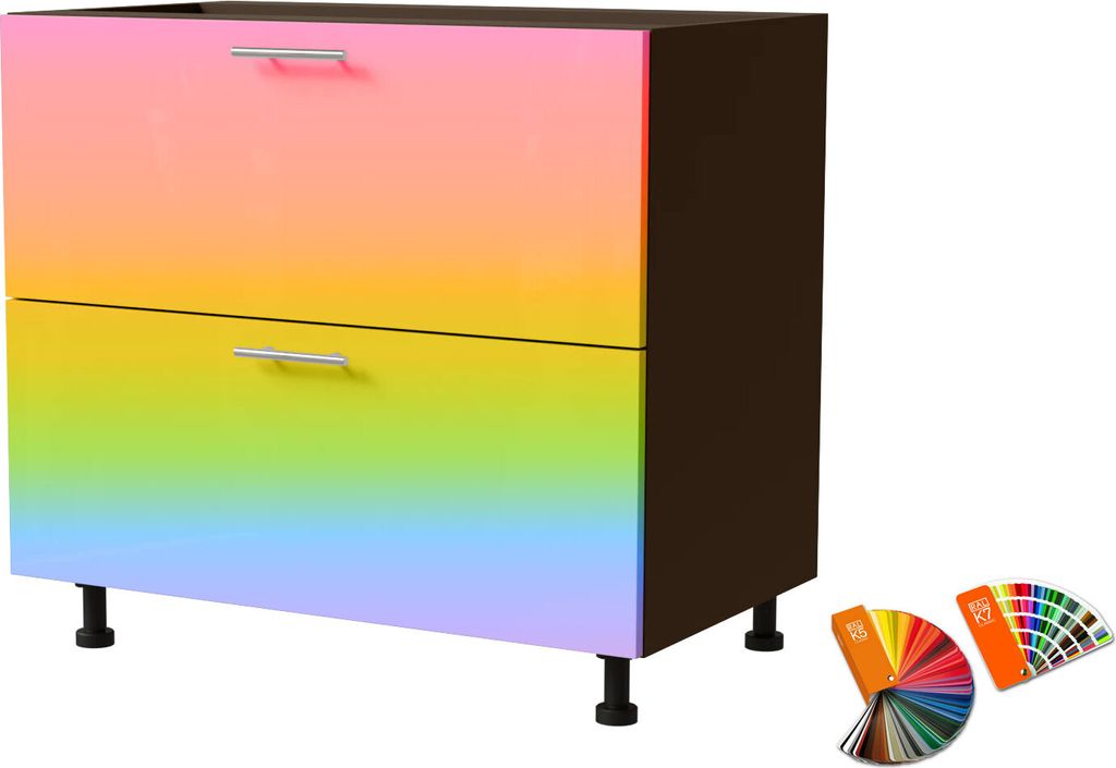 Schubladenunterschrank BRERRA 90x82cm lackiert Ausführung wählbar BR-D2 - 90,RAL Wunschfarbe (K5 / K7),lava,HETTICH InnoTech Atira (Vollauszug)