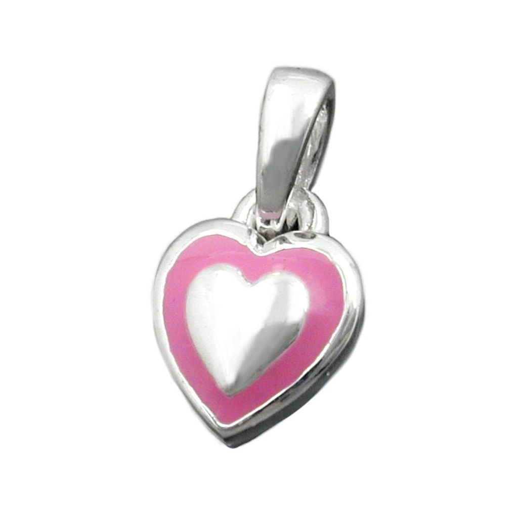 Anhänger 8x6mm kleines Herz rosa lackiert Silber 925 rosa 8,5x6,5mm