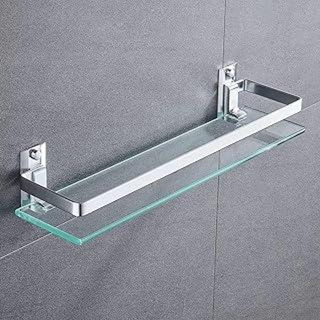 Melairy Glas Duschablage Glasregal Duschregal Glasregal Glasablage für Badezimmer Wandregal Badregal Dusche Ablage Bad Gebürstet 25cm