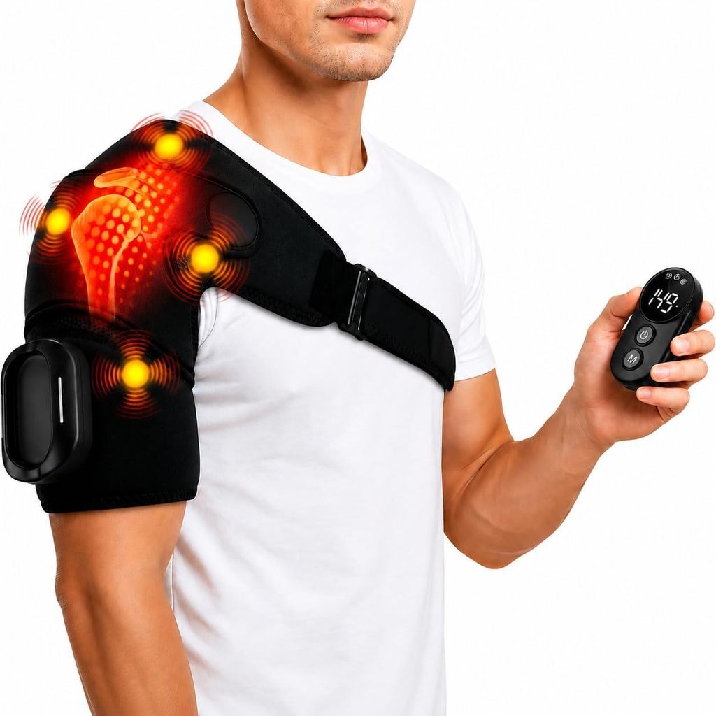 Elektrisches Schultermassagegerät mit Bandage, 3-in-1 Produktbild 
