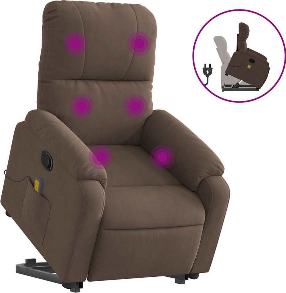 vidaXL Massagesessel mit Aufstehhilfe Braun Mikrofasergewebe