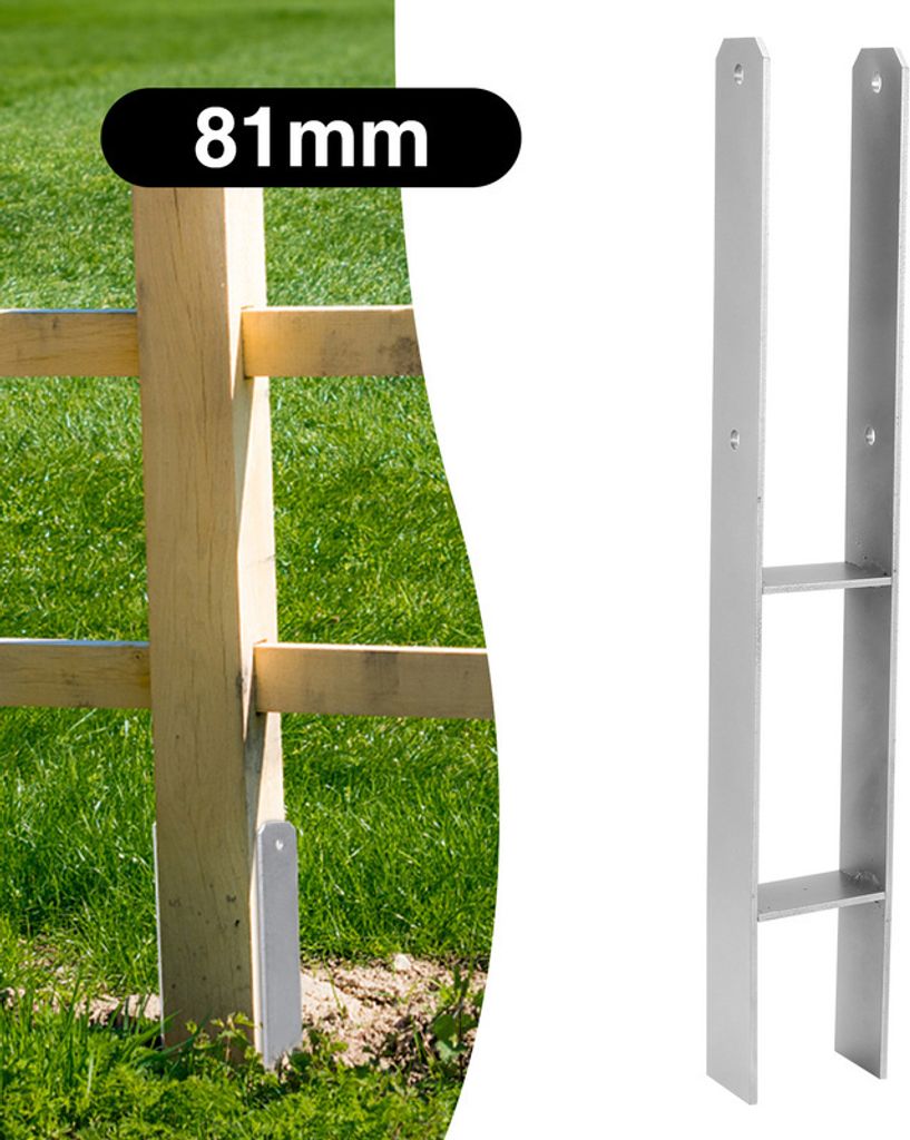 8x Pfostenanker H-Träger Pfostenanker Vierkantholzpfosten fuer Pfosten Materialstärke 4.75 mm für Carports Pfahlbauten Wildtürme Zäune Pergola...