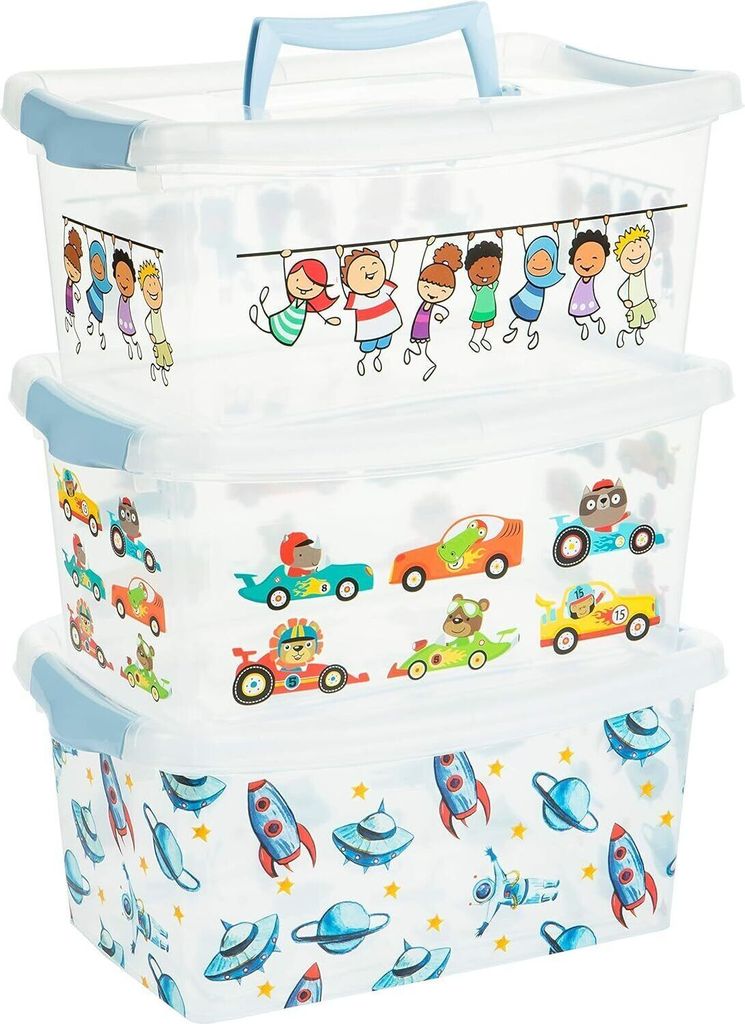 3er Set. Aufbewahrungsbox mit Decke 4L Kinder, um Spielzeug Produktbild 
