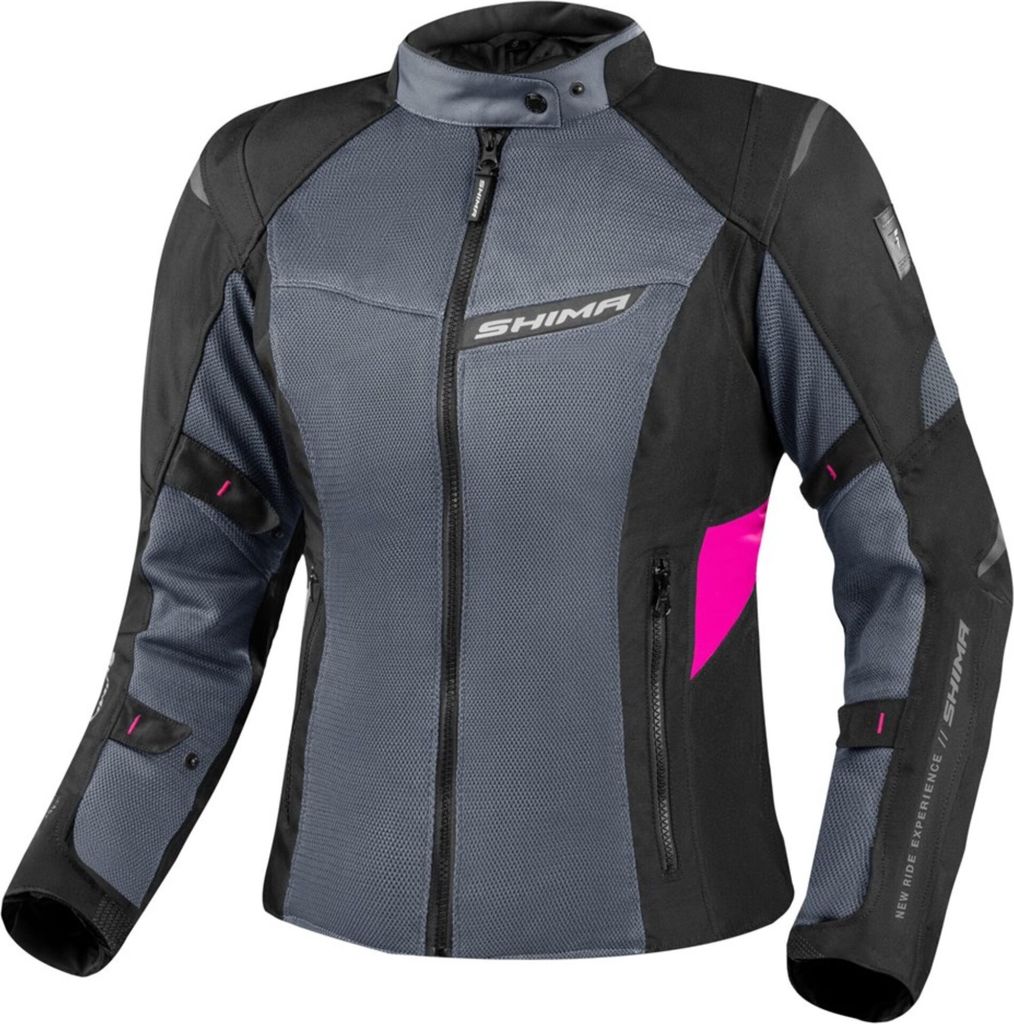SHIMA Rush 2.0 Vented wasserdichte Damen Motorrad Textiljacke, schwarz/grau/pink, XS