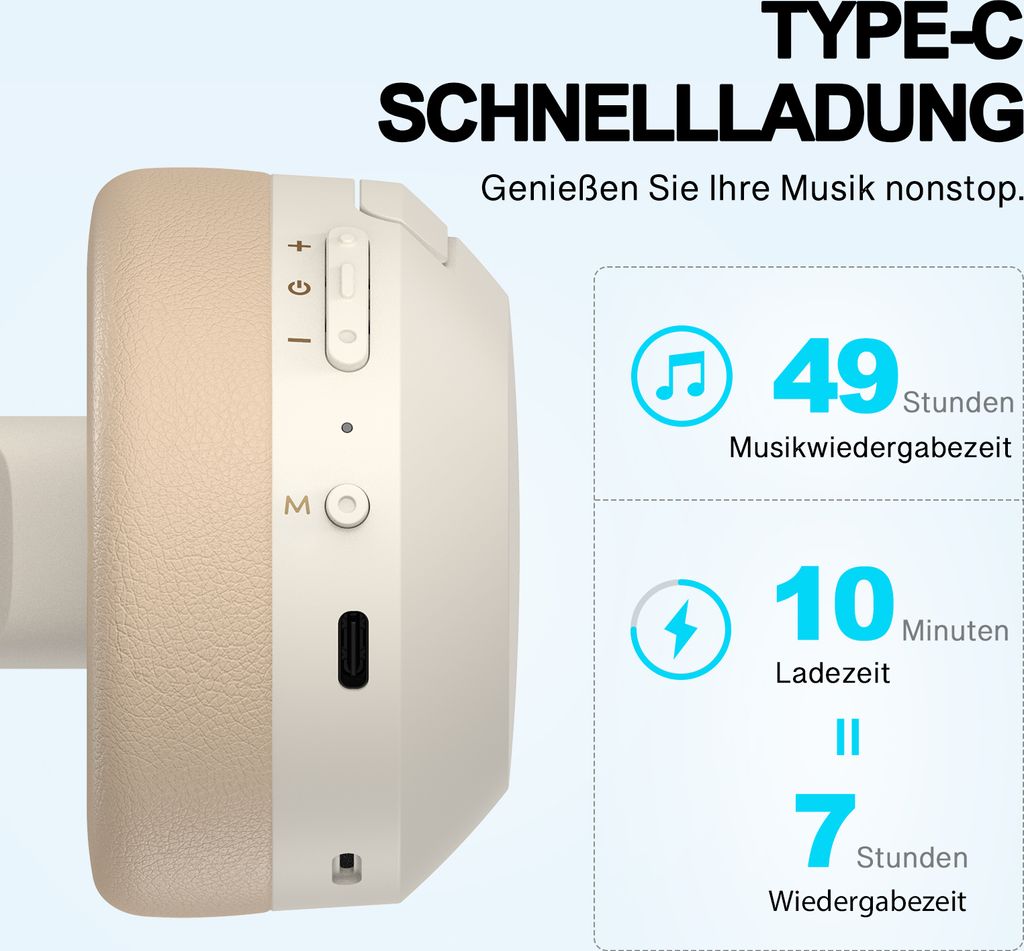 Edifier W820NB Plus Kabellose Kopfhörer Mit ANC – Elfenbein