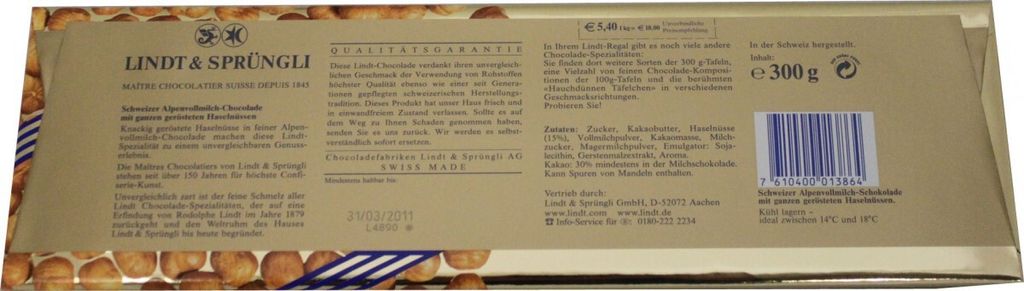 Lindt & Sprüngli Alpine Whole Milk Nut 300g Zdjęcie produktu 9