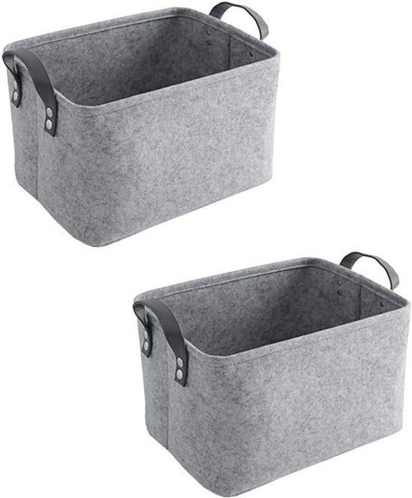 Baby-Opbewahrungsboxen in Grau, 2er Pack mit Griffen, ideal für Kleidung, Handtücher und Bücher