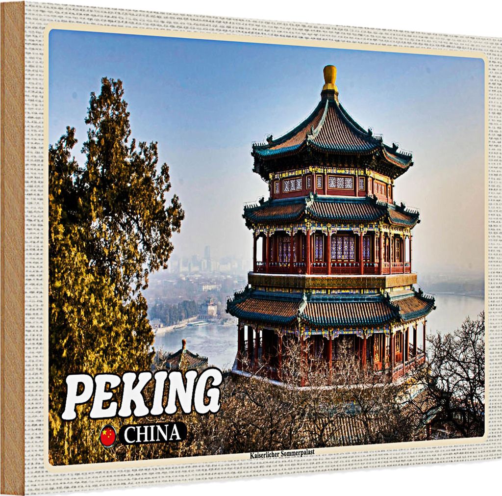 Holzschild Reise 30x20cm Peking China Kaiserlicher Sommerpalast