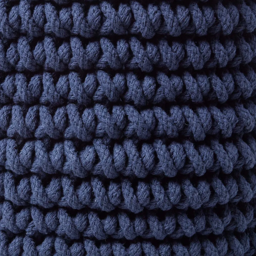 Corbeille en Tricot 100% Coton Bleu Marine, Rangement Doux 42x37 cm - 3