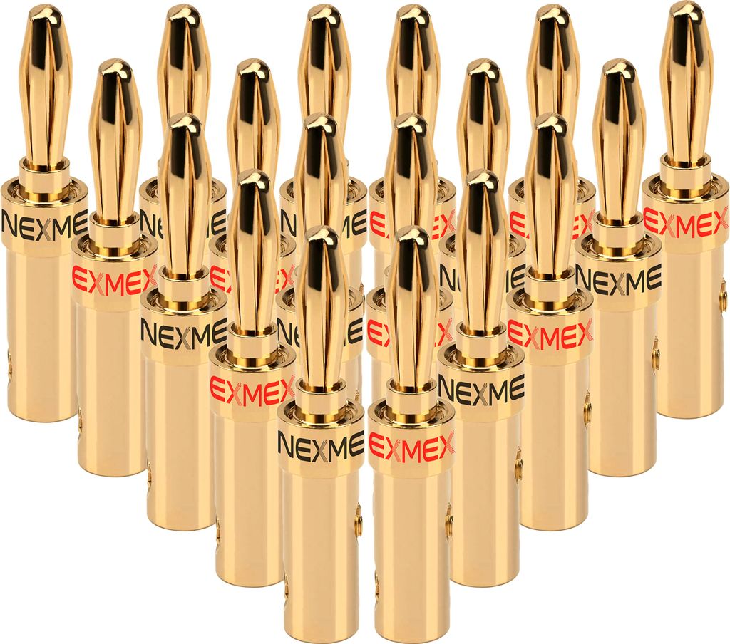 Bananenstecker 4mm schraubbar 18x Stecker vergoldet NEXMEX für Lautsprecherkabel