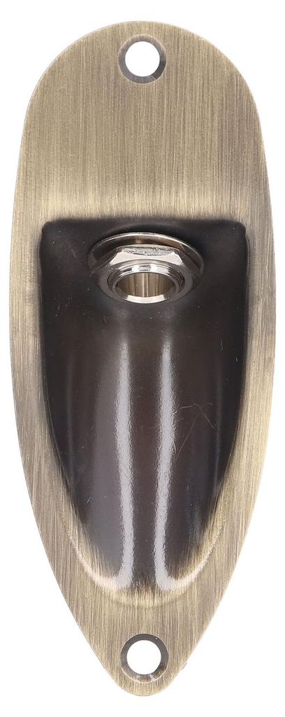 Gitarren-Ein-/Ausgangsbuchsenplatte im Bootsstil, Ersatzteile für E-Gitarren, bronzefarben, 6,35 mm GT46, schwarze Steckeröffnung